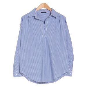 T Tahari XXL Blue White Striped Tunic Shirt Oversized Nautical Stretchy